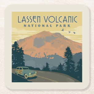 Dessous-de-verre Carré En Papier Le Parc national volcanique de Lassen   Voyage rou