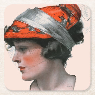 Dessous-de-verre Carré En Papier Le profil de la femme