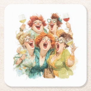 Dessous-de-verre Carré En Papier Le rire nocturne des dames