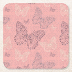 Dessous-de-verre Carré En Papier Le rose de papillon