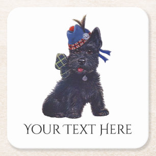 Dessous-de-verre Carré En Papier Le Scottie mignon personnalisent