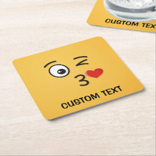 Dessous-de-verre Carré En Papier Le visage Jetant un baiser