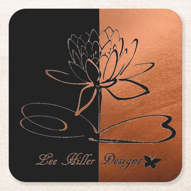 Dessous-de-verre Carré En Papier Lee Hiller Designs Accents Black Copper (Devant)