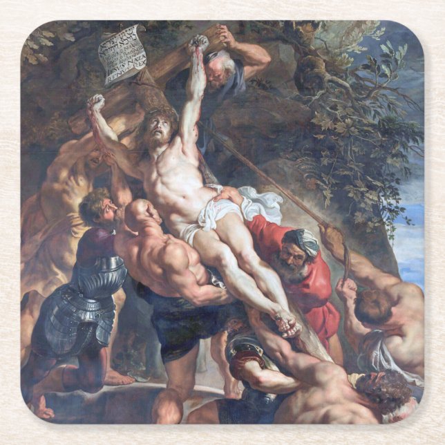 Dessous-de-verre Carré En Papier L'élévation de la croix, Rubens (Devant)