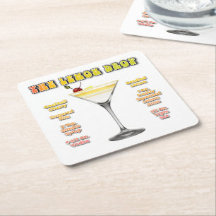 Dessous-de-verre Carré En Papier LEMON DROP MARTINI Cocktail Recette Art