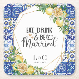 Dessous-de-verre Carré En Papier Lémons Mosaïque méditerranéenne Mosaïque Mariage r
