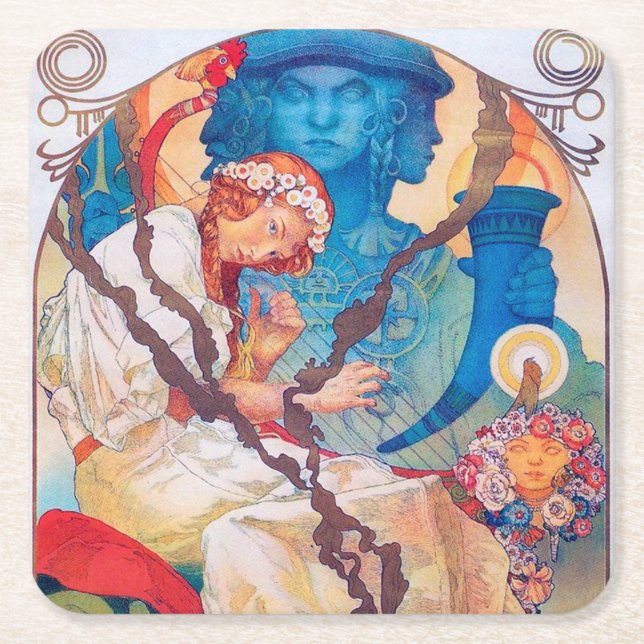 Dessous-de-verre Carré En Papier L'épopée slave, Alphonse Mucha (Devant)