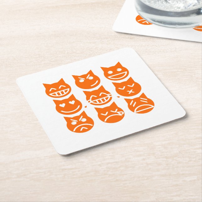 Dessous-de-verre Carré En Papier Les 9 vies du chat Emoji (Incliné)