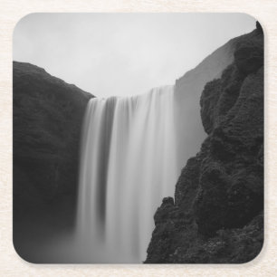 Dessous-de-verre Carré En Papier Les cascades Skogafoss Cascade, Islande