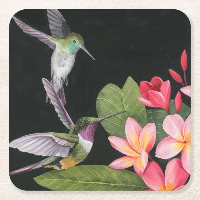 Dessous-de-verre Carré En Papier Les colibris de la Plumeria (Devant)