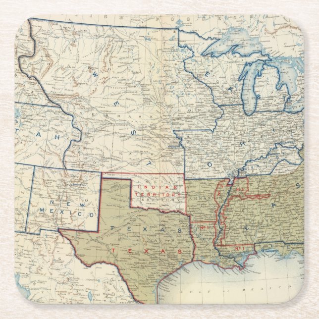 Dessous-de-verre Carré En Papier Les Etats-Unis en juin 1861 (Devant)