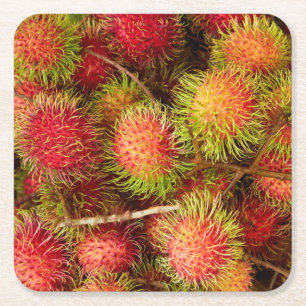 Dessous-de-verre Carré En Papier Les fruits du rambutan au marché de Can Duoc