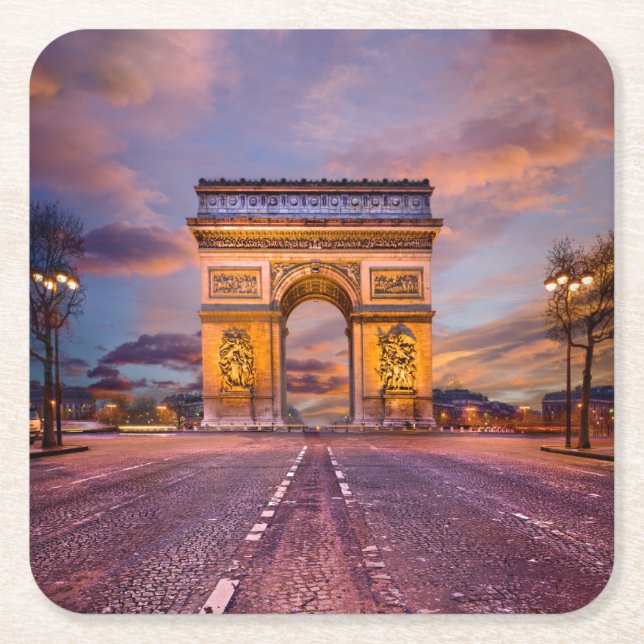Dessous-de-verre Carré En Papier Les monuments | Arc de Triomphe, Paris France (Devant)