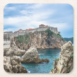 Dessous-de-verre Carré En Papier Les murs de Dubrovnik vue mer