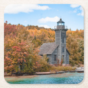 Dessous-de-verre Carré En Papier Les phares Grand Island East Channel Light