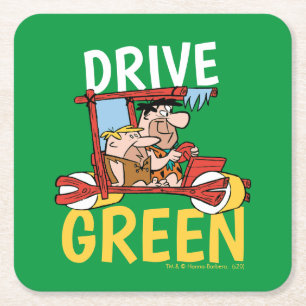 Dessous-de-verre Carré En Papier Les Pierrafeu   Fred & Barney - Drive Green