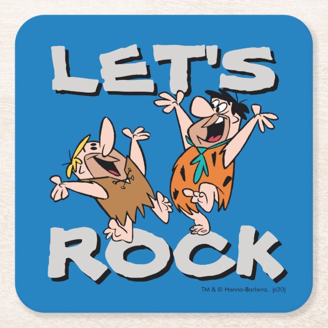 Dessous-de-verre Carré En Papier Les Pierrafeu | Fred & Barney - Let's Rock (Devant)