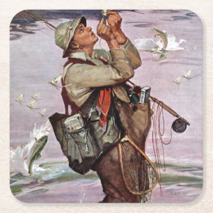 Dessous-de-verre Carré En Papier Les poissons sautent