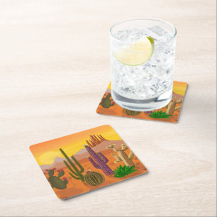 Dessous-de-verre Carré En Papier Les variétés de cactus complète, plantes piquantes