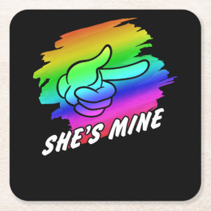 Dessous-de-verre Carré En Papier Lesbian Couple Im Hers Shes Mine LGBT Matchs