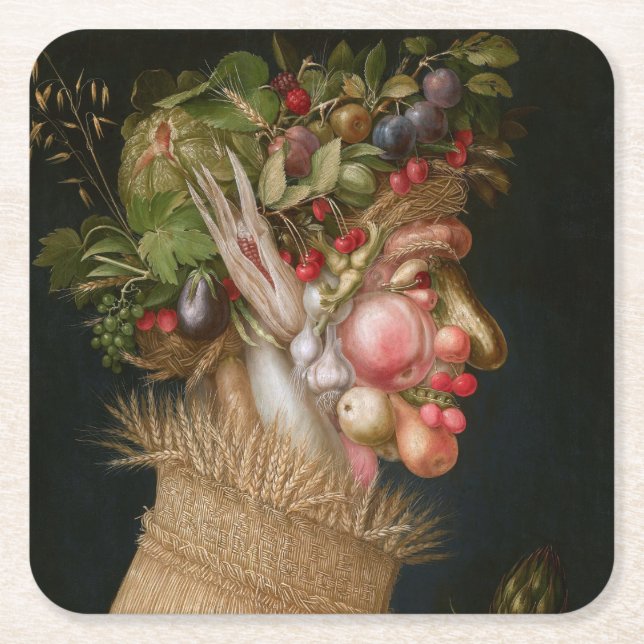 Dessous-de-verre Carré En Papier L'été, Arcimboldo (Devant)