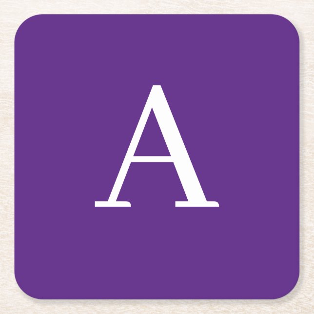 Dessous-de-verre Carré En Papier Lettre initiale Monogramme Style moderne violet (Devant)