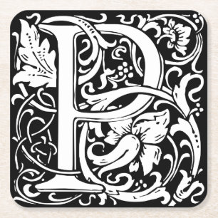 Dessous-de-verre Carré En Papier Lettre P Monogramme médiéval Art Nouveau