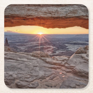 Dessous-de-verre Carré En Papier Lever de soleil à la voûte de MESA, parc national
