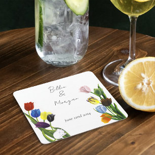 Dessous-de-verre Carré En Papier LGBTQ plus Fleurs tulipes