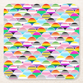 Dessous-de-verre Carré En Papier LGBTQIA+ Queer Scalloped Pride Flag Fans