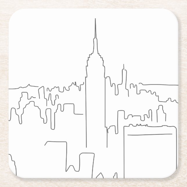 Dessous-de-verre Carré En Papier Ligne minimale de New York (Devant)