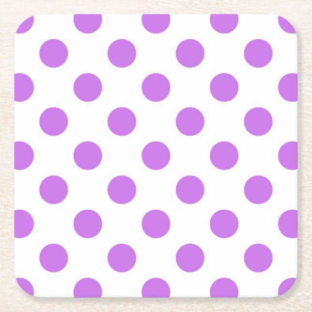 Dessous-de-verre Carré En Papier Lilac et pois blancs (Devant)