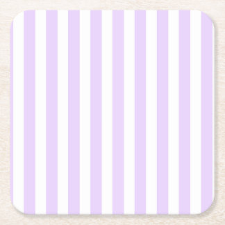 Dessous-de-verre Carré En Papier Lilac violet et blanc bonbons rayures