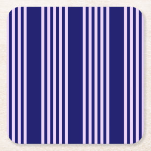 Dessous-de-verre Carré En Papier Lilac violet et bleu marine cinq bandes motif