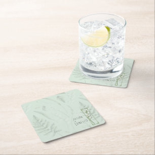 Dessous-de-verre Carré En Papier Lily de Vallée avec des fougères    Vert pâle pers