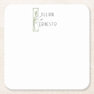 Dessous-de-verre Carré En Papier Lily de Valley    Personnalisation blanche