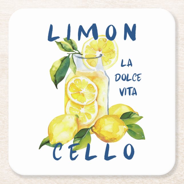 Dessous-de-verre Carré En Papier Limoncello Italy –La Dolce Vita Lemon Summer Party (Devant)