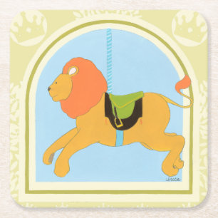Dessous-de-verre Carré En Papier Lion avant juin Bruyère Vess de carrousel