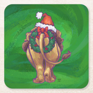 Dessous-de-verre Carré En Papier Lion Christmas on Green