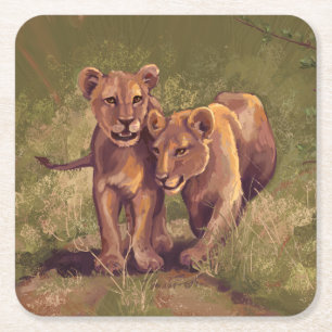 Dessous-de-verre Carré En Papier Lion Cubs