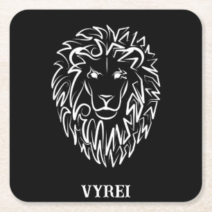 Dessous-de-verre Carré En Papier Lion tribal noir et blanc