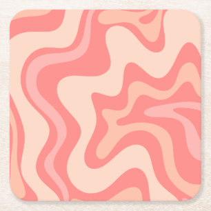 Dessous-de-verre Carré En Papier Liquide Swirl Retro Motif Abstrait Blush Rose