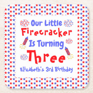 Dessous-de-verre Carré En Papier Little Firecracker 3ème anniversaire