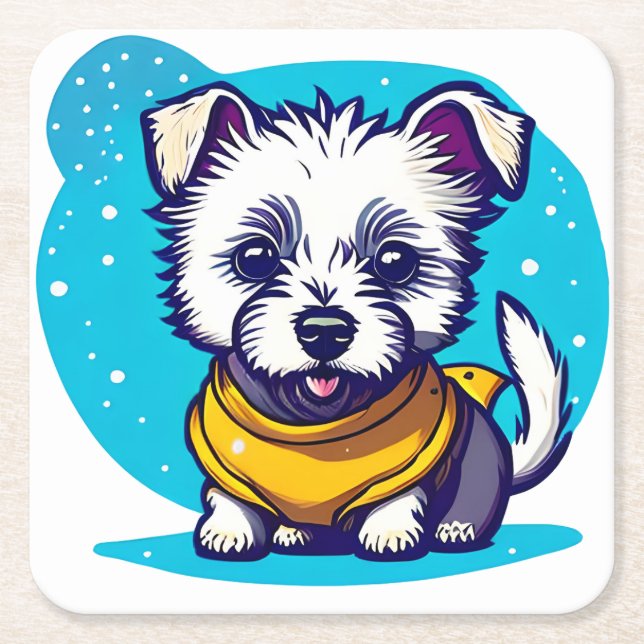 Dessous-de-verre Carré En Papier Little Westie (Devant)