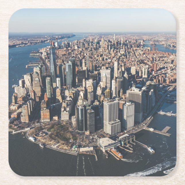 Dessous-de-verre Carré En Papier Littoral | Manhattan, New York (Devant)