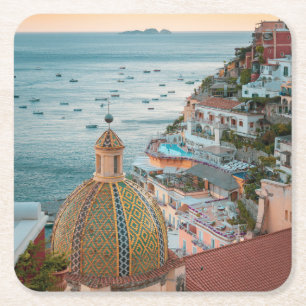Dessous-de-verre Carré En Papier Littoral   Positano, Côte Amalfitaine, Italie