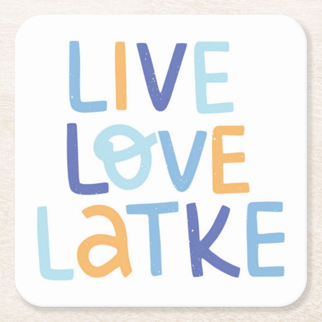Dessous-de-verre Carré En Papier Live Love Latke Hanoukka Design (Devant)