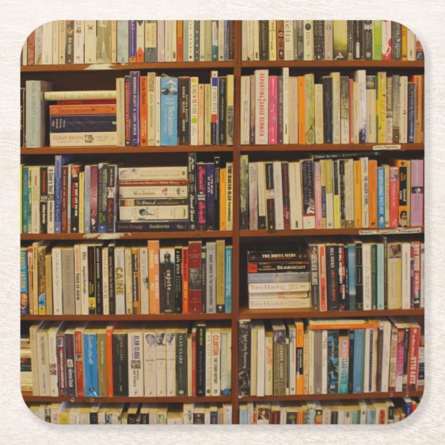 Dessous-de-verre Carré En Papier Livres dans la bibliothèque Sac cadeau (Devant)