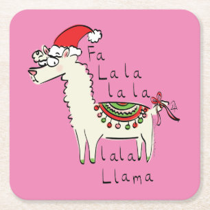 Dessous-de-verre Carré En Papier Llama Cute Funny Noël