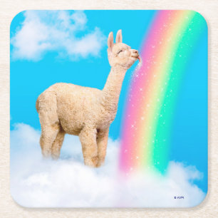Dessous-de-verre Carré En Papier Llama Licking Rainbow